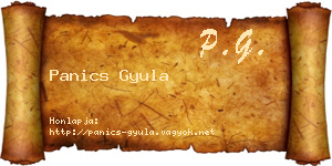 Panics Gyula névjegykártya